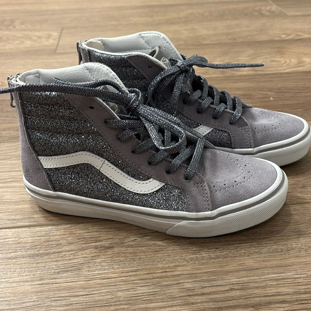 Vans Kids Gray and White High-Top Sneakers. Worn ONE time!